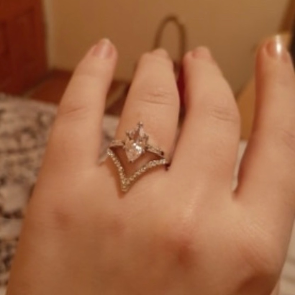 Amazing silver marquis ring engagement cocktail - Picture 4 of 5